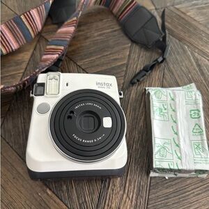 Fujifilm Instax Mini 70 Instant Camera (White) With Strap And New Film Pack